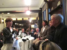 Peggy Siegal introduces Tom Brokaw with Chai Vasarhelyi and Jimmy Chin